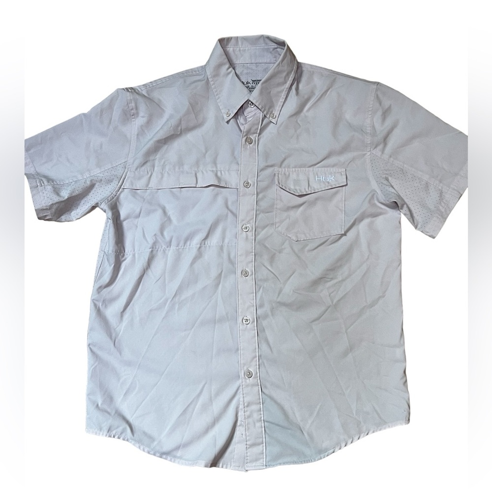 Men’s Huk Fishing Shirt Button Up Light Pink